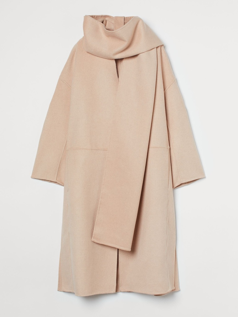 H&M Beige Wool Blend Scarf Coat Size M